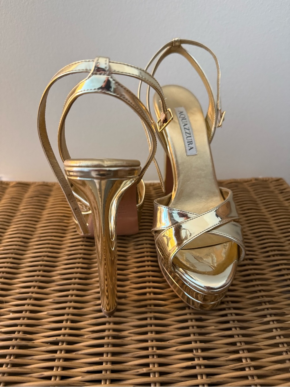 Aquazzura Metallic Gold Strappy High Heel Sandals